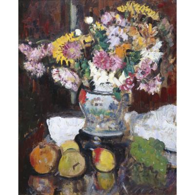 George Leslie Hunter – Chrysanthemums in a Chinese Vase